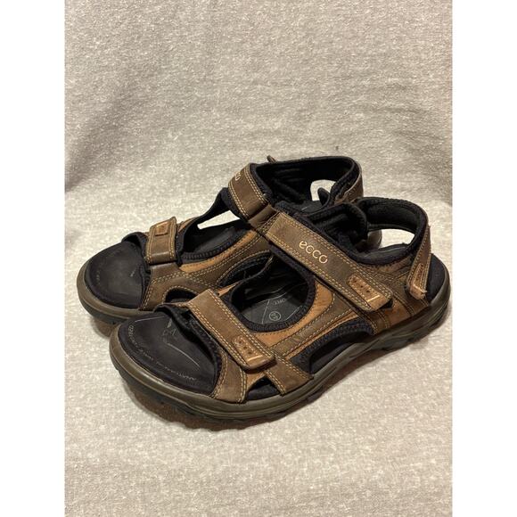 ECCO Men’s 10.5-11 Yucatán Brown Leather Hiking Sandals Receptor Technology - Picture 1 of 9